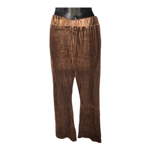 Brown corduroy velvet look flare‎ leg pants size large new - Picture 8 of 9